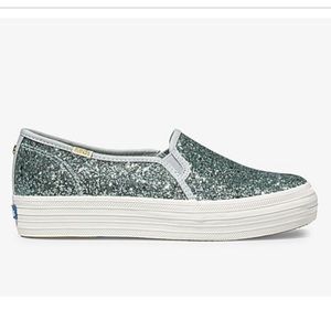 Keds Blue Glitter Slip ons